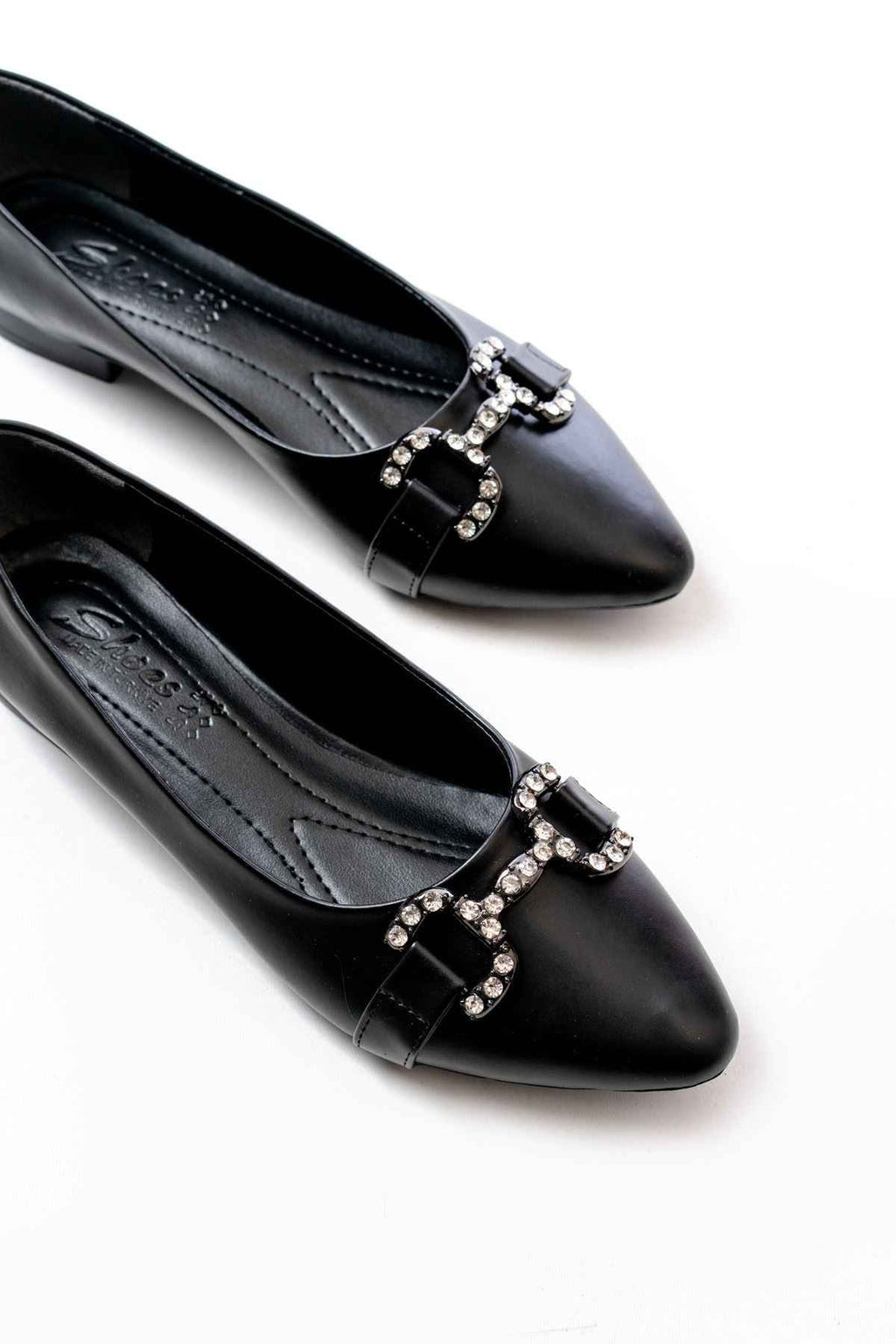 Ayakkabı Aşkı Inf-133 Siyah Taşlı Tokalı Günlük Kadın Babet
