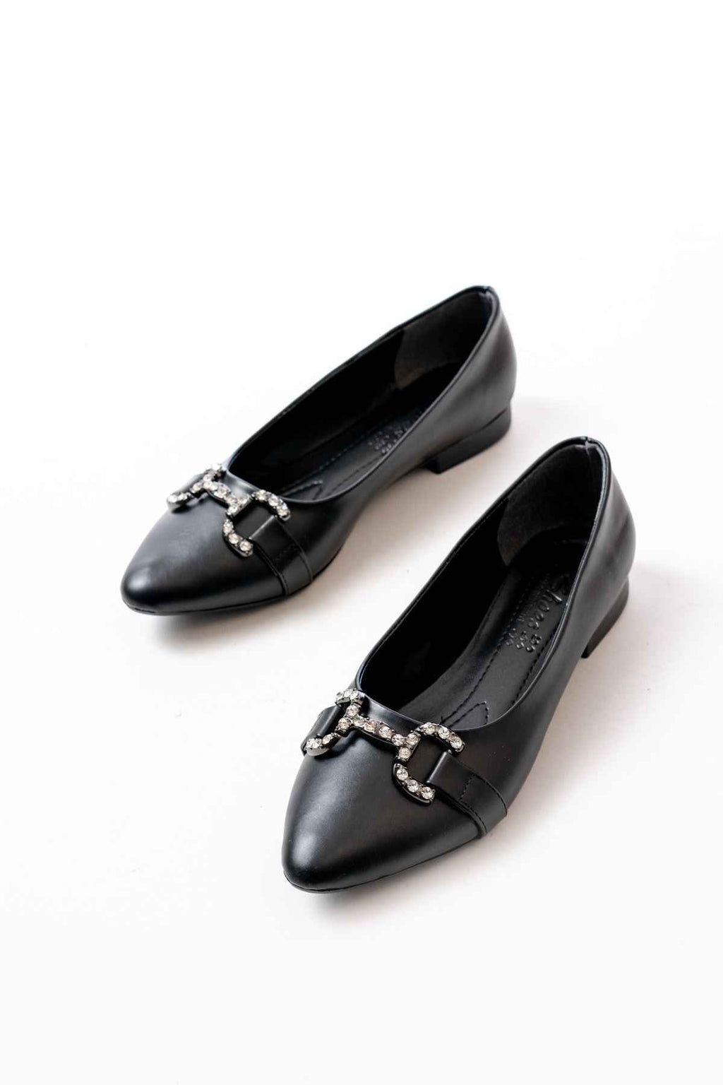 Ayakkabı Aşkı Inf-133 Siyah Taşlı Tokalı Günlük Kadın Babet