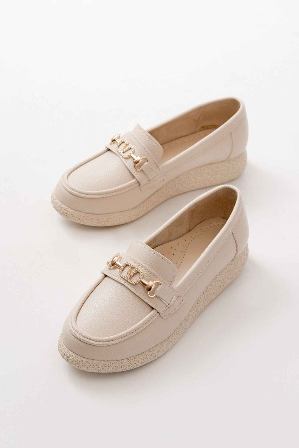 Ayakkabı Aşkı Inf-150-01 Bej Taş Aksesuarlı Günlük Kadın Ayakkabı