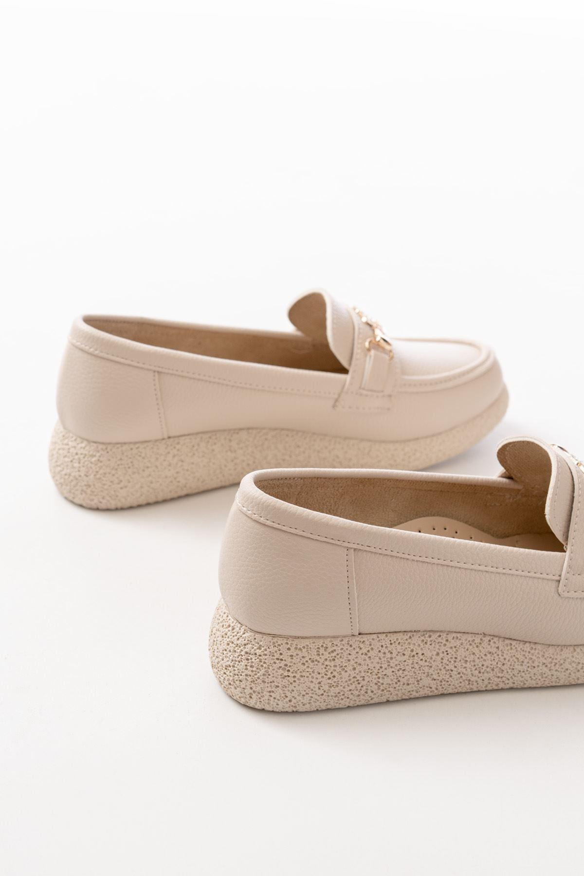 Ayakkabı Aşkı İNF-15-01 Bej Taş Aksesuarlı Günlük Kadın Ayakkabı