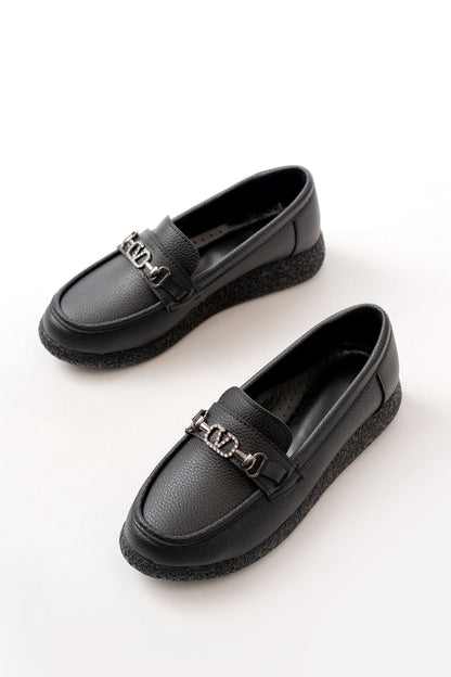 Ayakkabı Aşkı İNF-15-01 Siyah Taş Aksesuarlı Günlük Kadın Ayakkabı