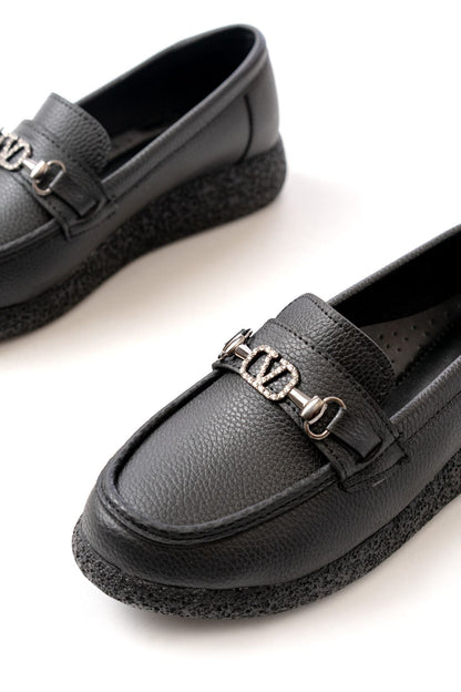 Ayakkabı Aşkı İNF-15-01 Siyah Taş Aksesuarlı Günlük Kadın Ayakkabı