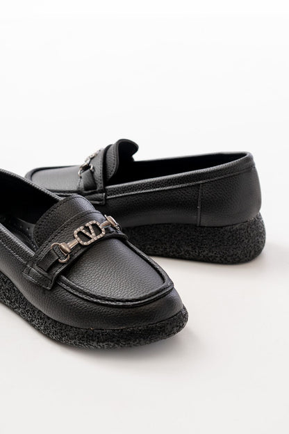 Ayakkabı Aşkı İNF-15-01 Siyah Taş Aksesuarlı Günlük Kadın Ayakkabı