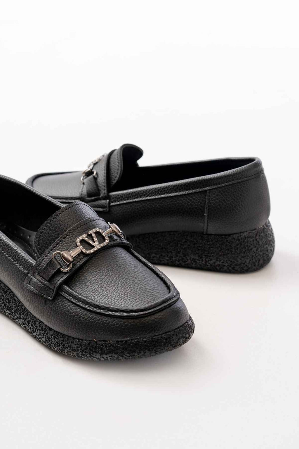 Ayakkabı Aşkı Inf-150-01 Siyah Taş Aksesuarlı Günlük Kadın Ayakkabı