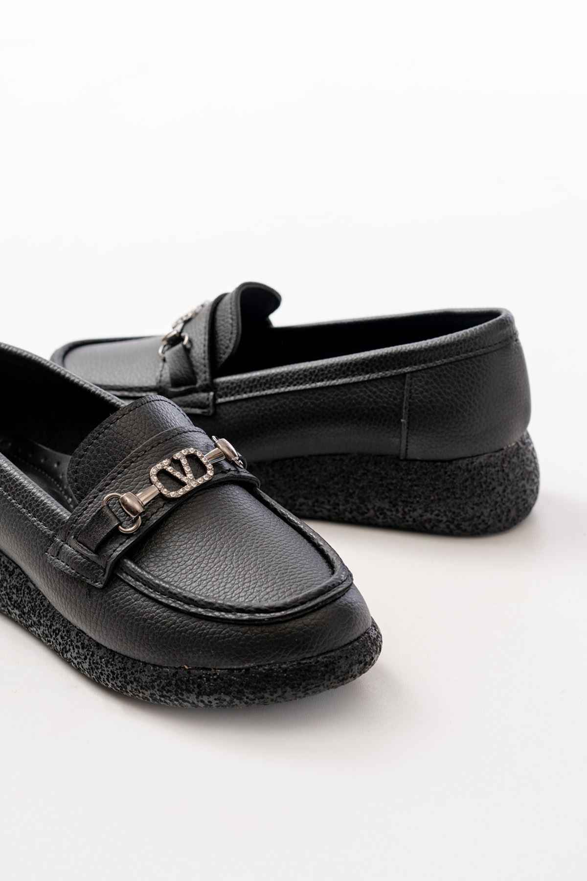 Ayakkabı Aşkı Inf-150-01 Siyah Taş Aksesuarlı Günlük Kadın Ayakkabı