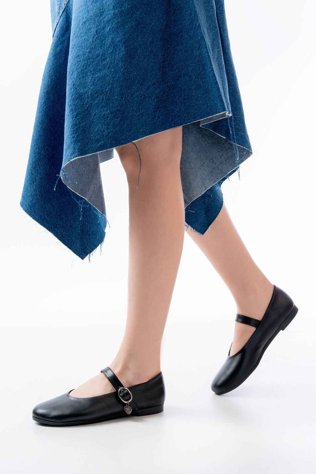 Ayakkabı Aşkı Inf-324 Siyah Baretli Tokalı Günlük Kadın Babet