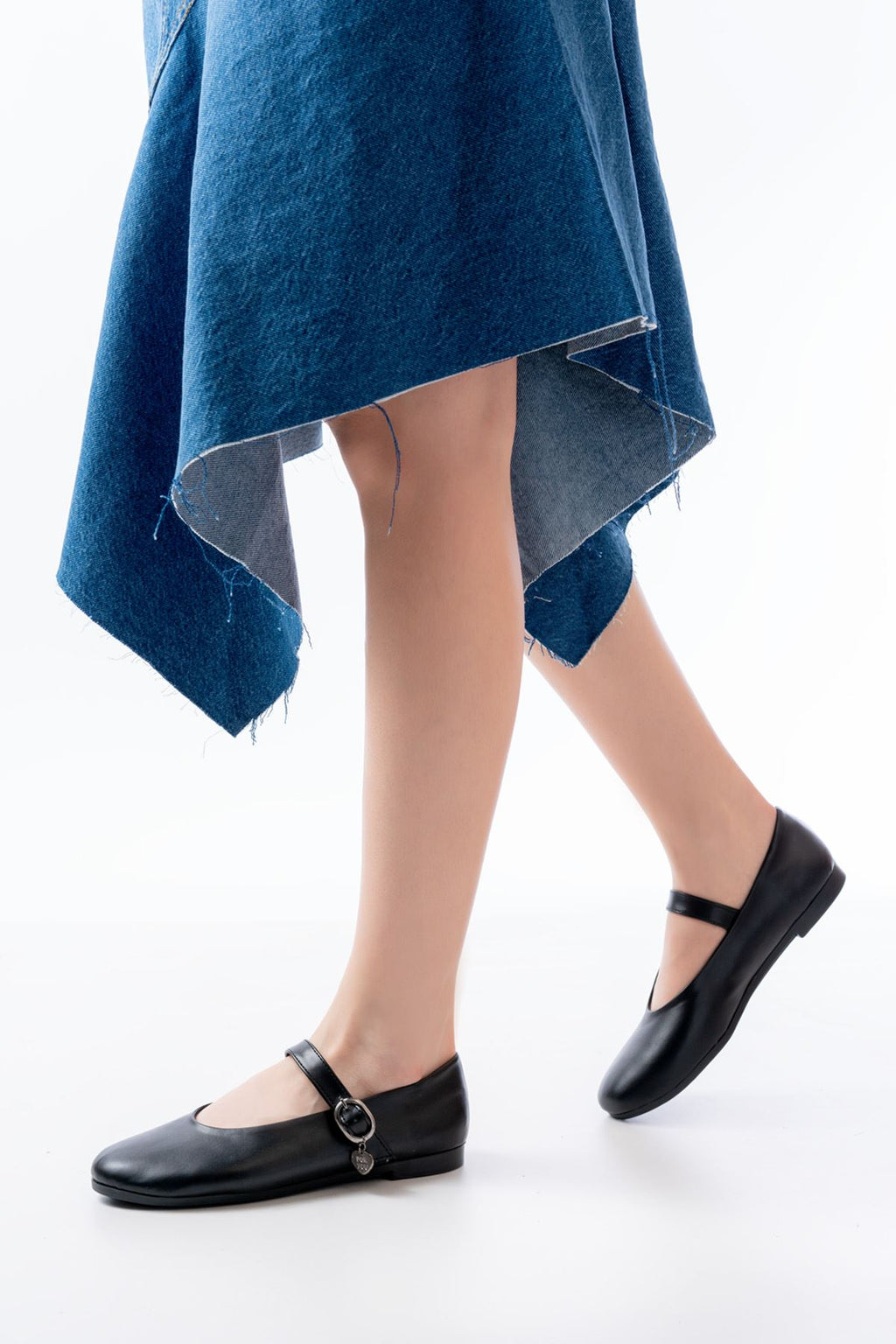 Ayakkabı Aşkı İNF-324 Siyah Baretli Tokalı Günlük Kadın Babet - Ayakkabı Aşkı