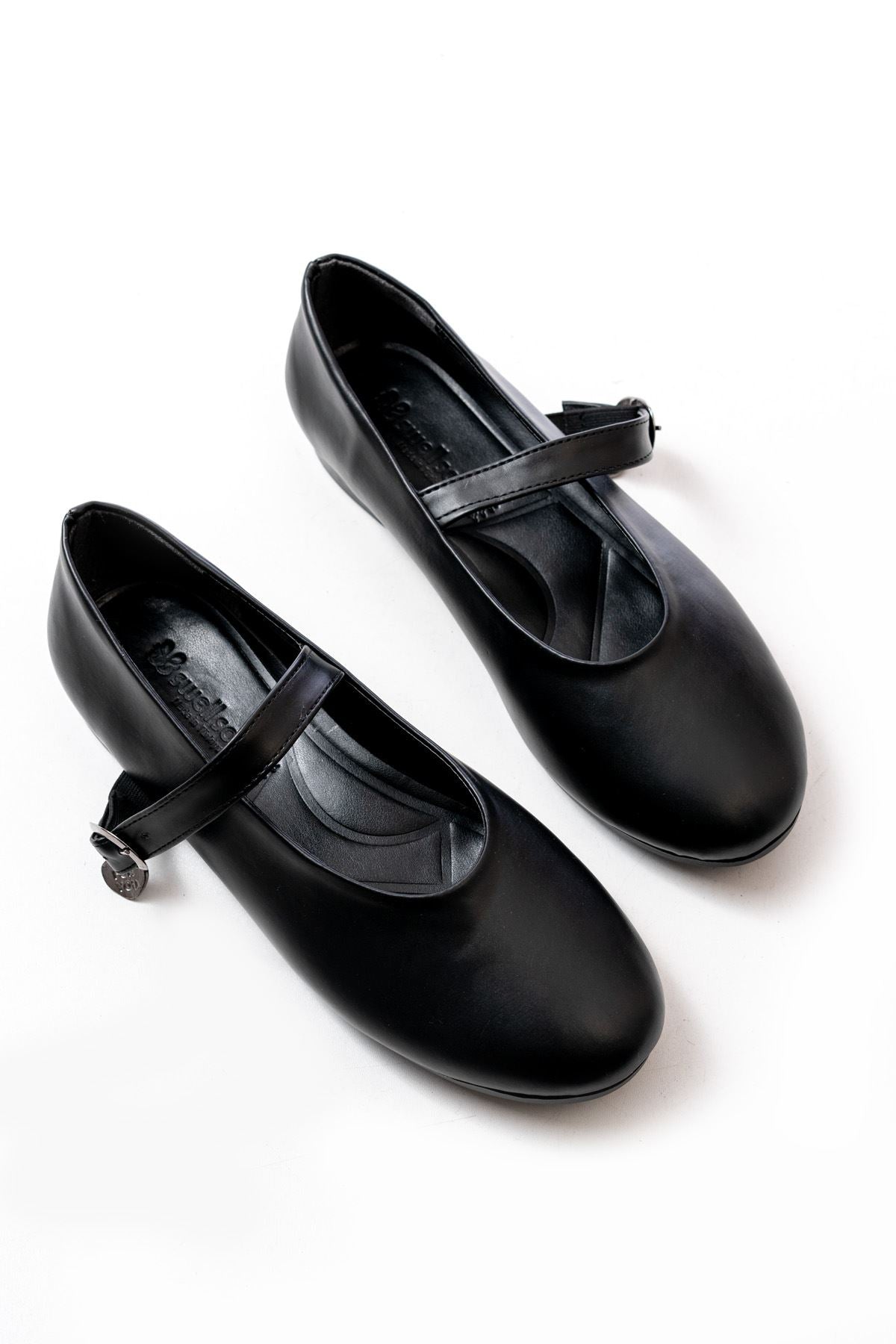 Ayakkabı Aşkı İNF-324 Siyah Baretli Tokalı Günlük Kadın Babet - Ayakkabı Aşkı