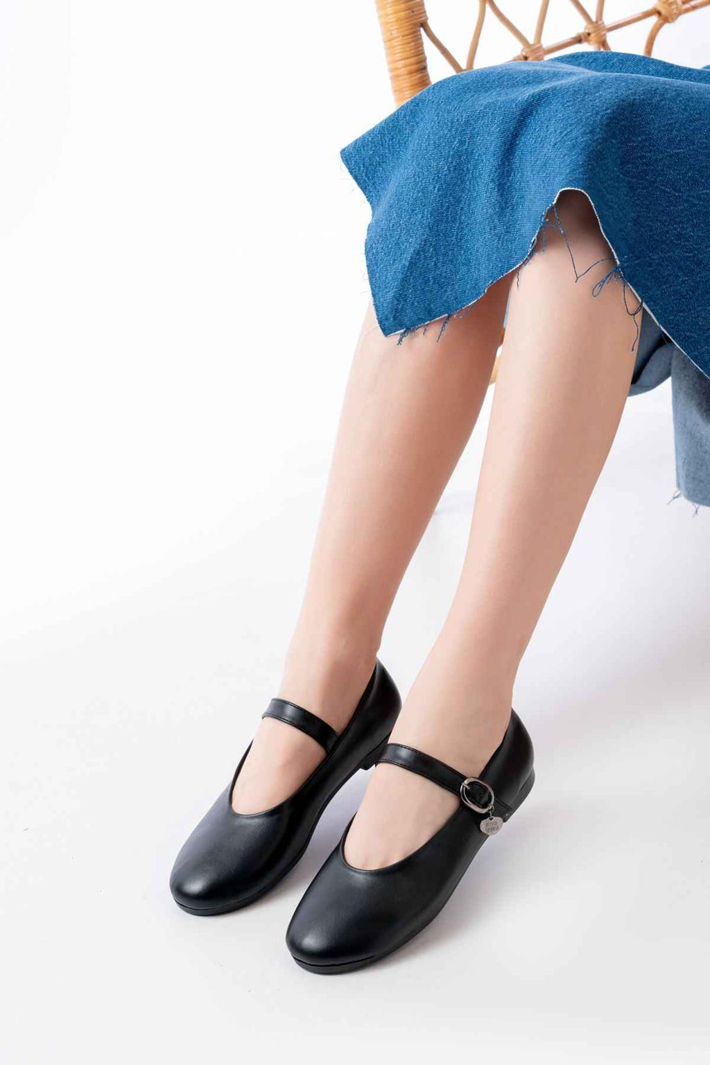 Ayakkabı Aşkı Inf-324 Siyah Baretli Tokalı Günlük Kadın Babet