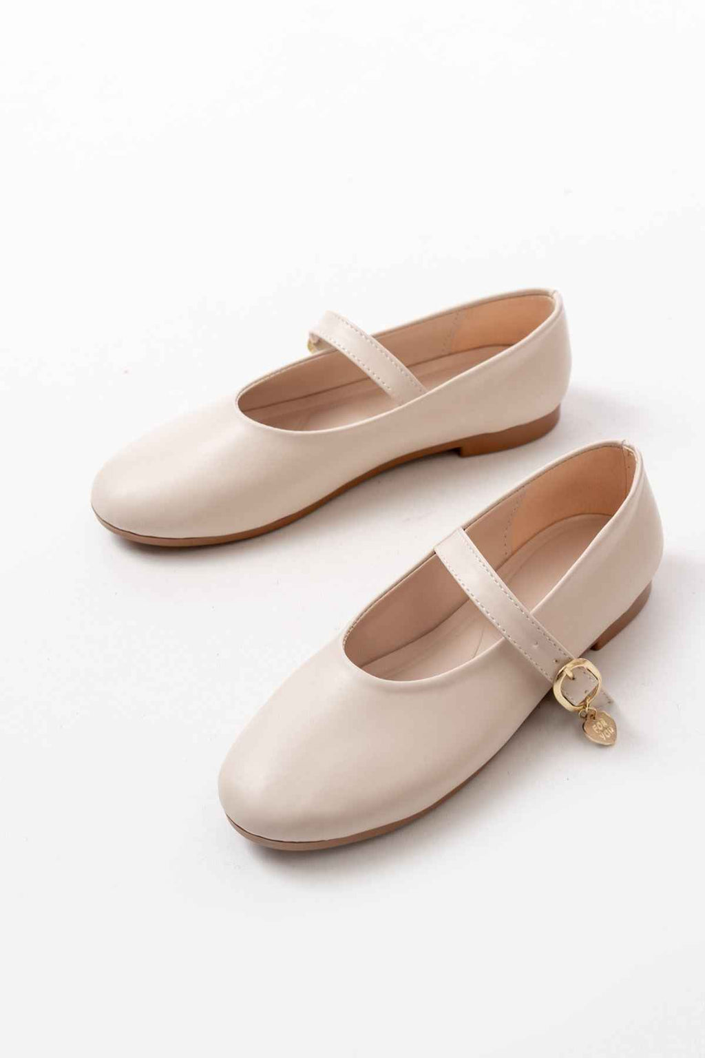 Ayakkabı Aşkı Inf-324 Bej Baretli Tokalı Günlük Kadın Babet