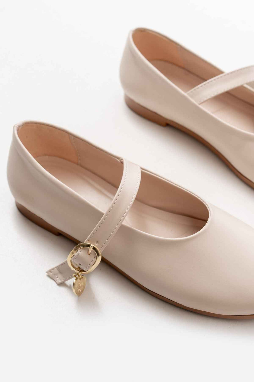 Ayakkabı Aşkı Inf-324 Bej Baretli Tokalı Günlük Kadın Babet