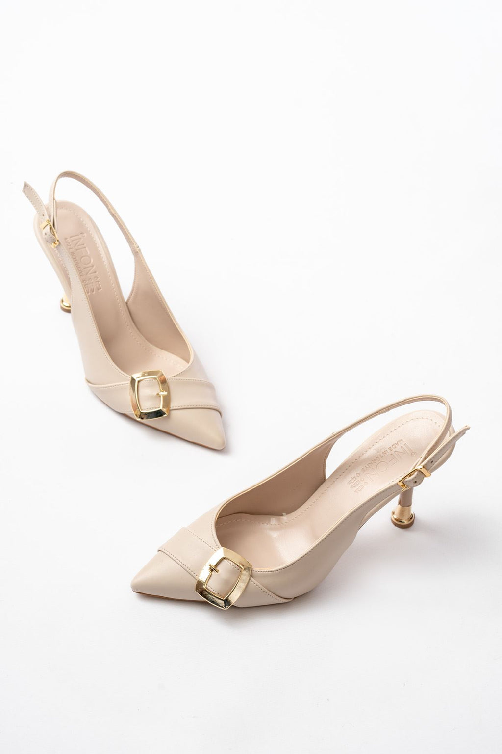 Ayakkabı Aşkı İNF-1151 Bej Günlük Arkası Açık Topuklu Bayan Ayakkabı - Ayakkabı Aşkı