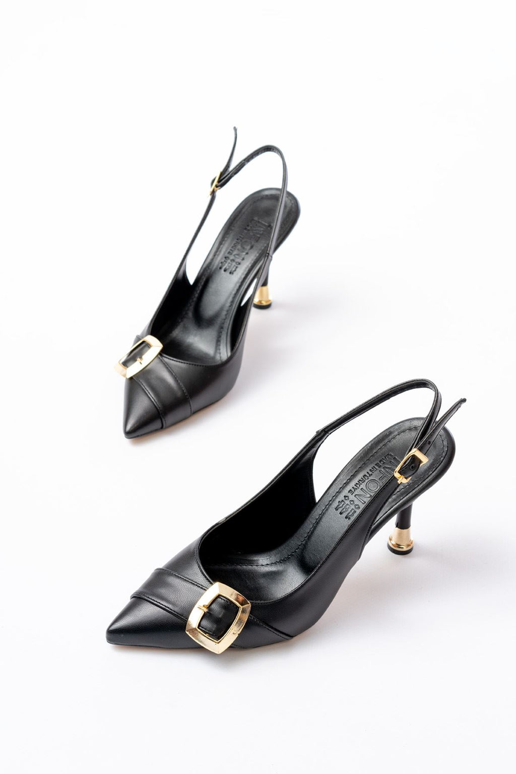 Ayakkabı Aşkı İNF-1151 Siyah Günlük Arkası Açık Topuklu Bayan Ayakkabı - Ayakkabı Aşkı