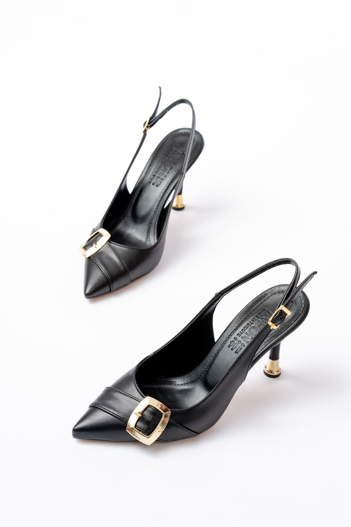 Ayakkabı Aşkı İNF-1151 Siyah Günlük Arkası Açık Topuklu Bayan Ayakkabı - Ayakkabı Aşkı