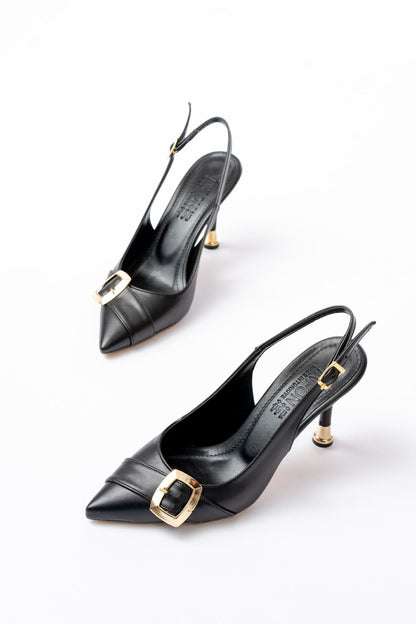 Ayakkabı Aşkı İNF-1151 Siyah Günlük Arkası Açık Topuklu Bayan Ayakkabı