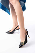 Ayakkabı Aşkı Inf-1151 Siyah Günlük Arkası Açık Topuklu Bayan Ayakkabı