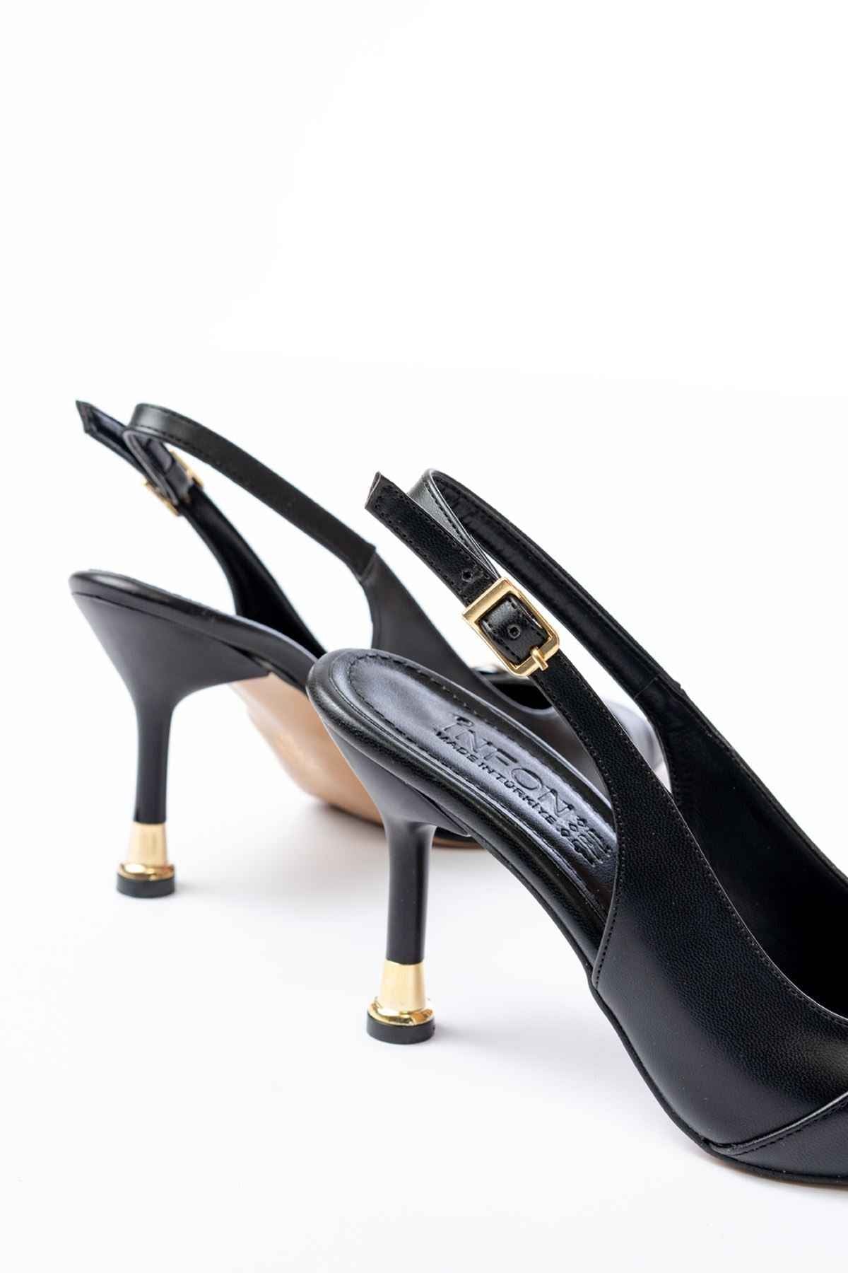 Ayakkabı Aşkı Inf-1151 Siyah Günlük Arkası Açık Topuklu Bayan Ayakkabı