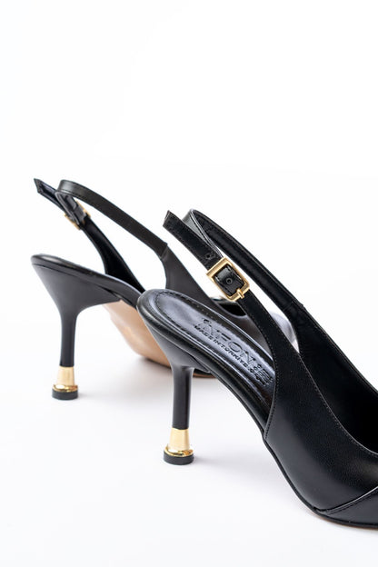 Ayakkabı Aşkı İNF-1151 Siyah Günlük Arkası Açık Topuklu Bayan Ayakkabı