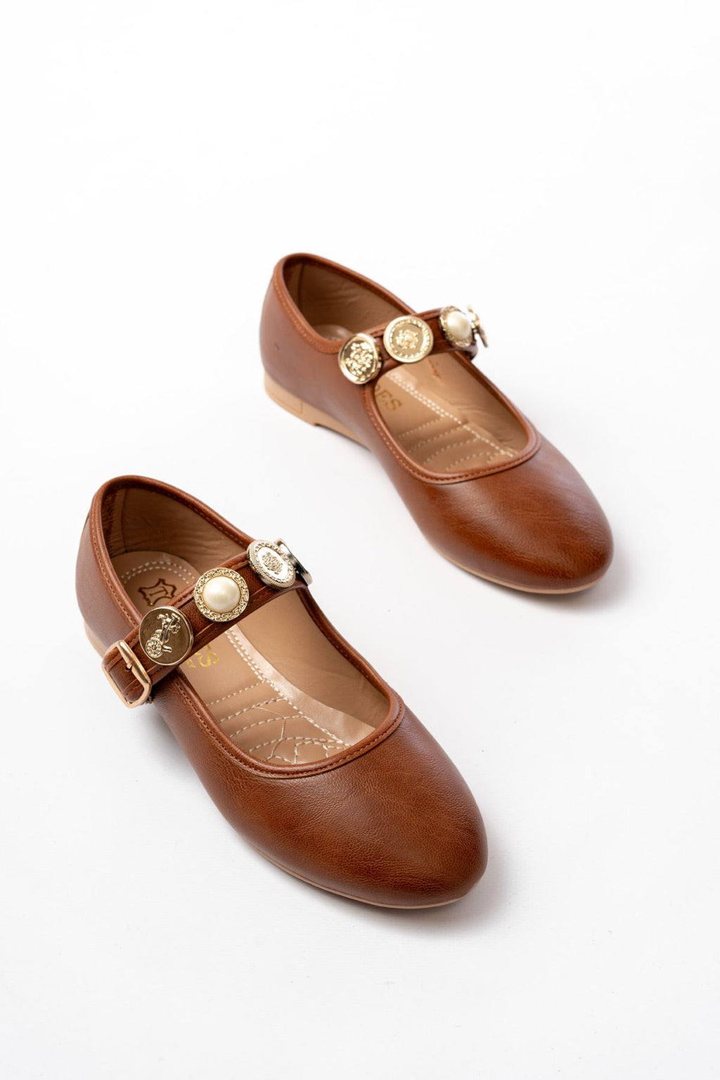 Ayakkabı Aşkı İNF-6363 Taba Baret Tokalı Günlük Bayan Ayakkabı - Ayakkabı Aşkı