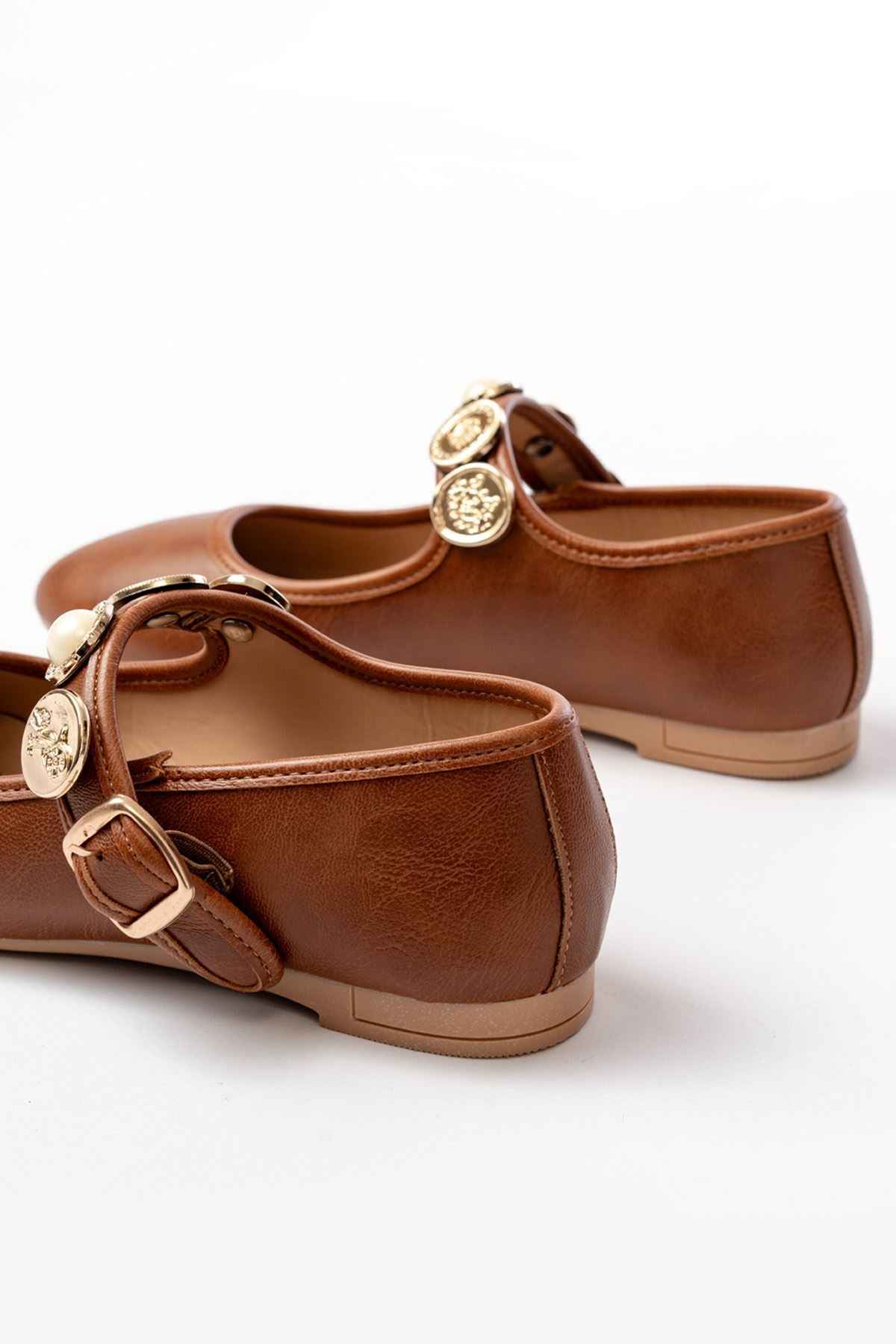 Ayakkabı Aşkı Inf-6363  Taba Baret Tokalı Günlük Bayan Ayakkabı