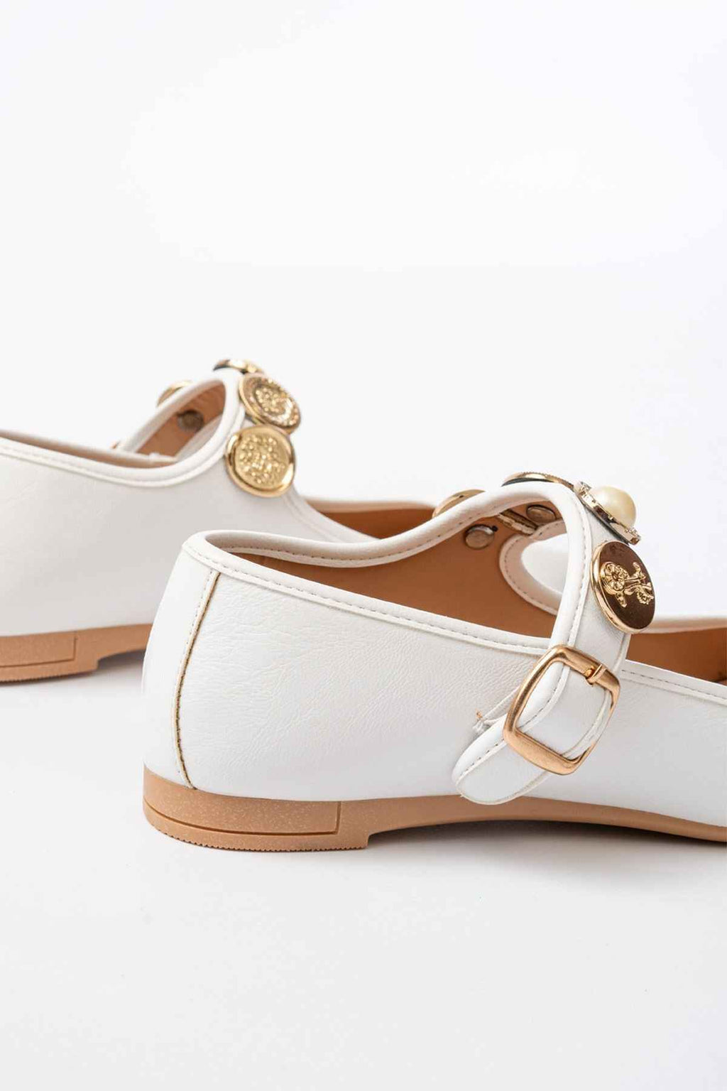 Ayakkabı Aşkı Inf-6363 Beyaz Baret Tokalı Günlük Bayan Ayakkabı