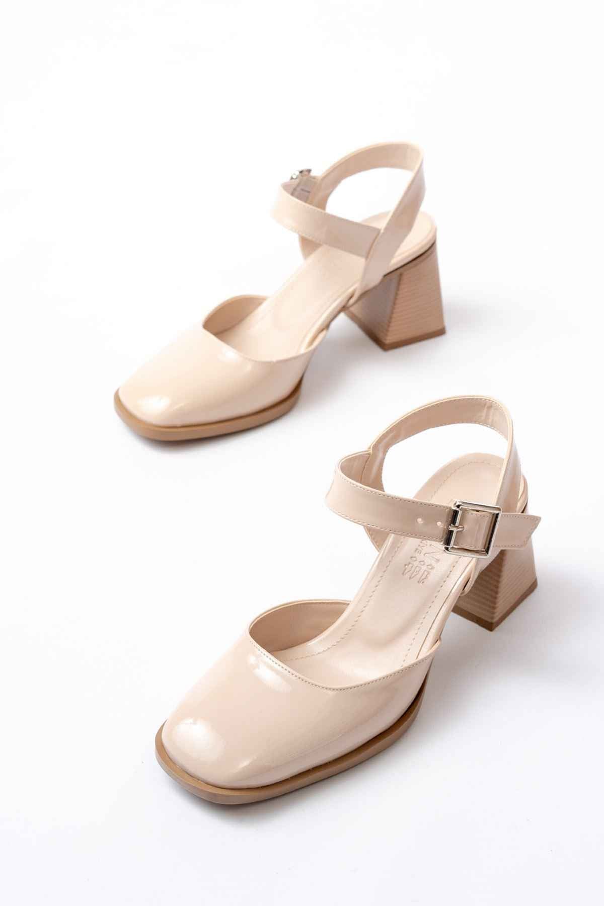 Ayakkabı Aşkı Inf-40450 Bej Rugan Günlük Arkası Açık Topuklu Bayan Ayakkabı