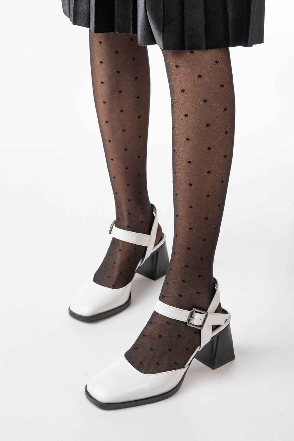 Ayakkabı Aşkı Inf-40450 Beyaz Rugan Günlük Arkası Açık Topuklu Bayan Ayakkabı