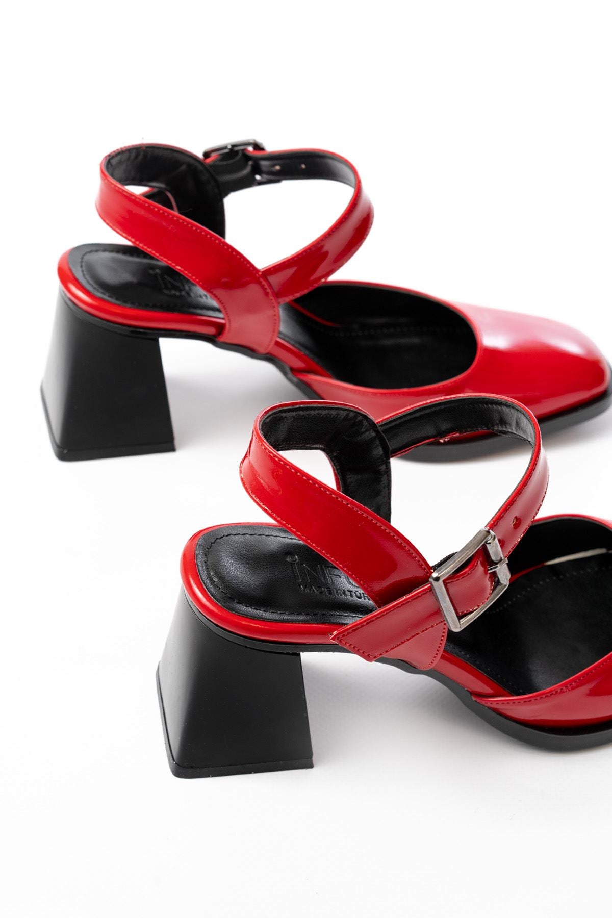 Ayakkabı Aşkı İNF-40450 Kırmızı Rugan Günlük Arkası Açık Topuklu Bayan Ayakkabı - Ayakkabı Aşkı