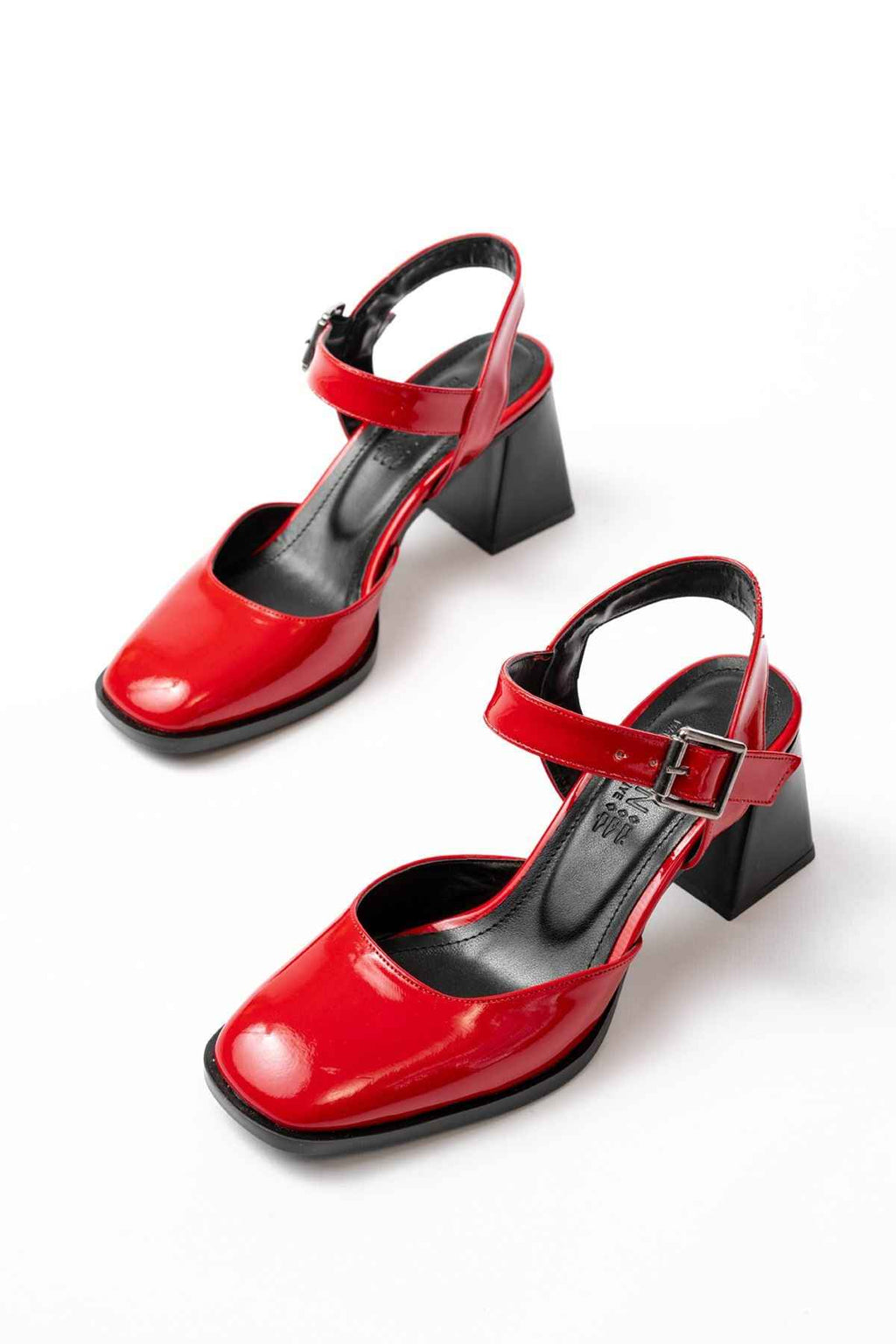 Ayakkabı Aşkı Inf-40450 Kırmızı Rugan Günlük Arkası Açık Topuklu Bayan Ayakkabı