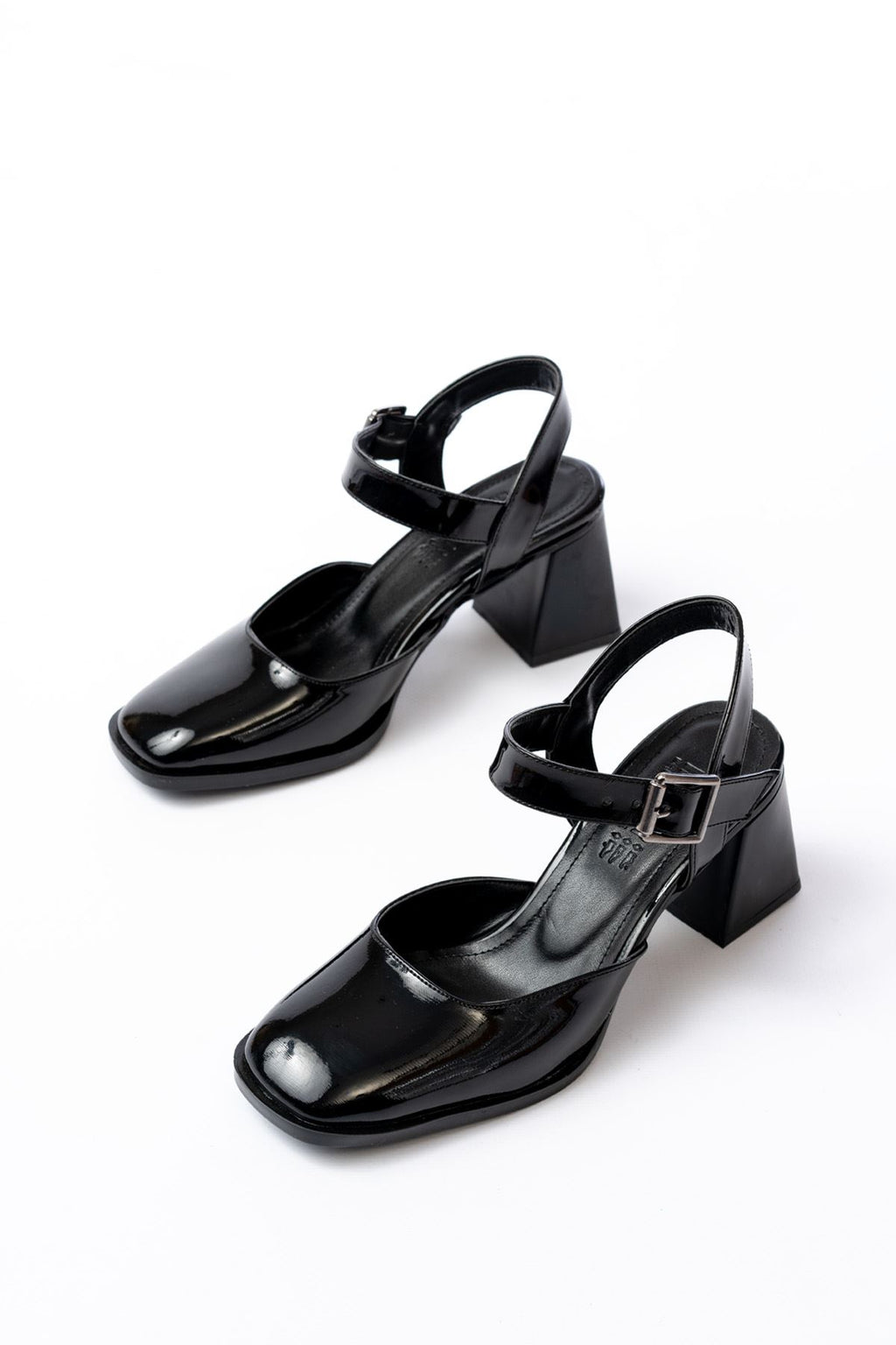 Ayakkabı Aşkı İNF-40450 Siyah Rugan Günlük Arkası Açık Topuklu Bayan Ayakkabı - Ayakkabı Aşkı