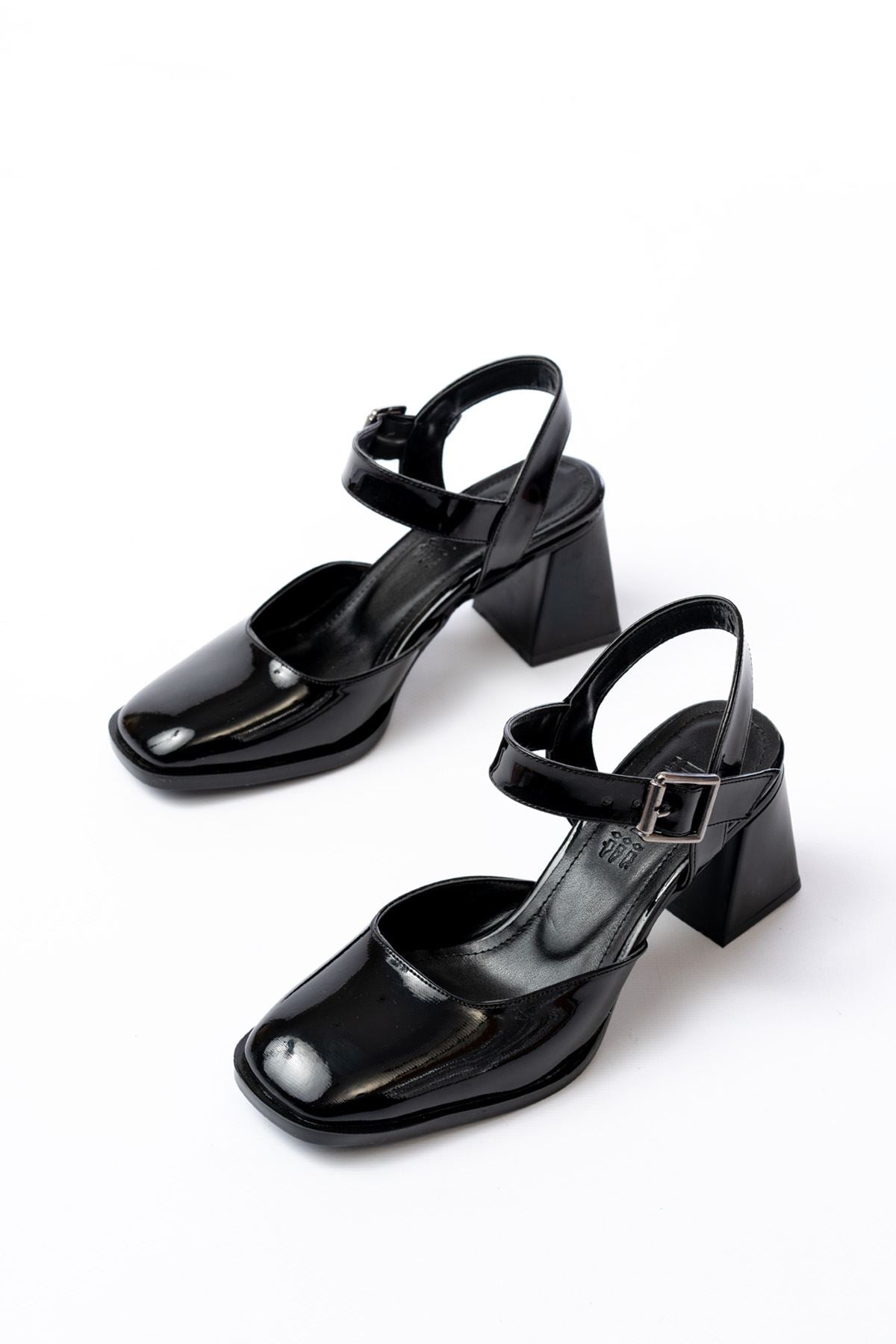 Ayakkabı Aşkı İNF-40450 Siyah Rugan Günlük Arkası Açık Topuklu Bayan Ayakkabı - Ayakkabı Aşkı