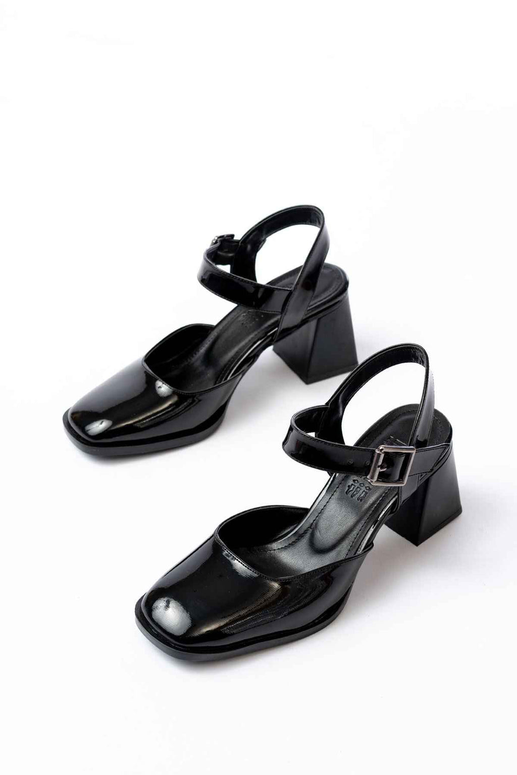 Ayakkabı Aşkı Inf-40450 Siyah Rugan Günlük Arkası Açık Topuklu Bayan Ayakkabı