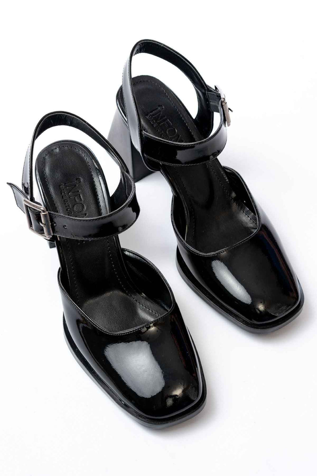 Ayakkabı Aşkı Inf-40450 Siyah Rugan Günlük Arkası Açık Topuklu Bayan Ayakkabı