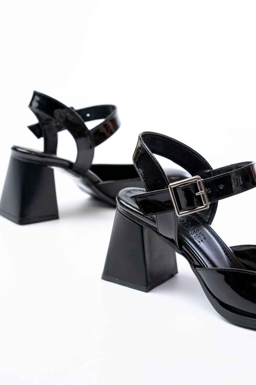 Ayakkabı Aşkı Inf-40450 Siyah Rugan Günlük Arkası Açık Topuklu Bayan Ayakkabı