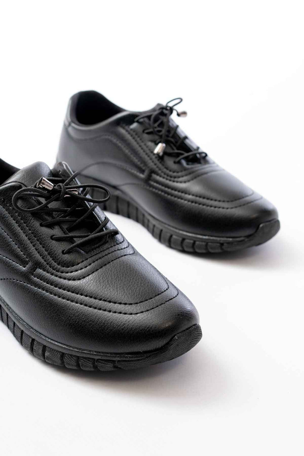 Ayakkabı Aşkı K-504 Siyah Bağcıklı Desenli Günlük Spor Ayakkabı