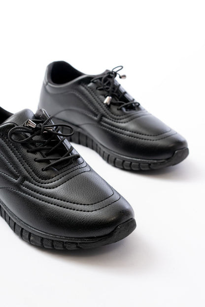 Ayakkabı Aşkı Siyah Bağcıklı Desenli Günlük Spor Ayakkabı