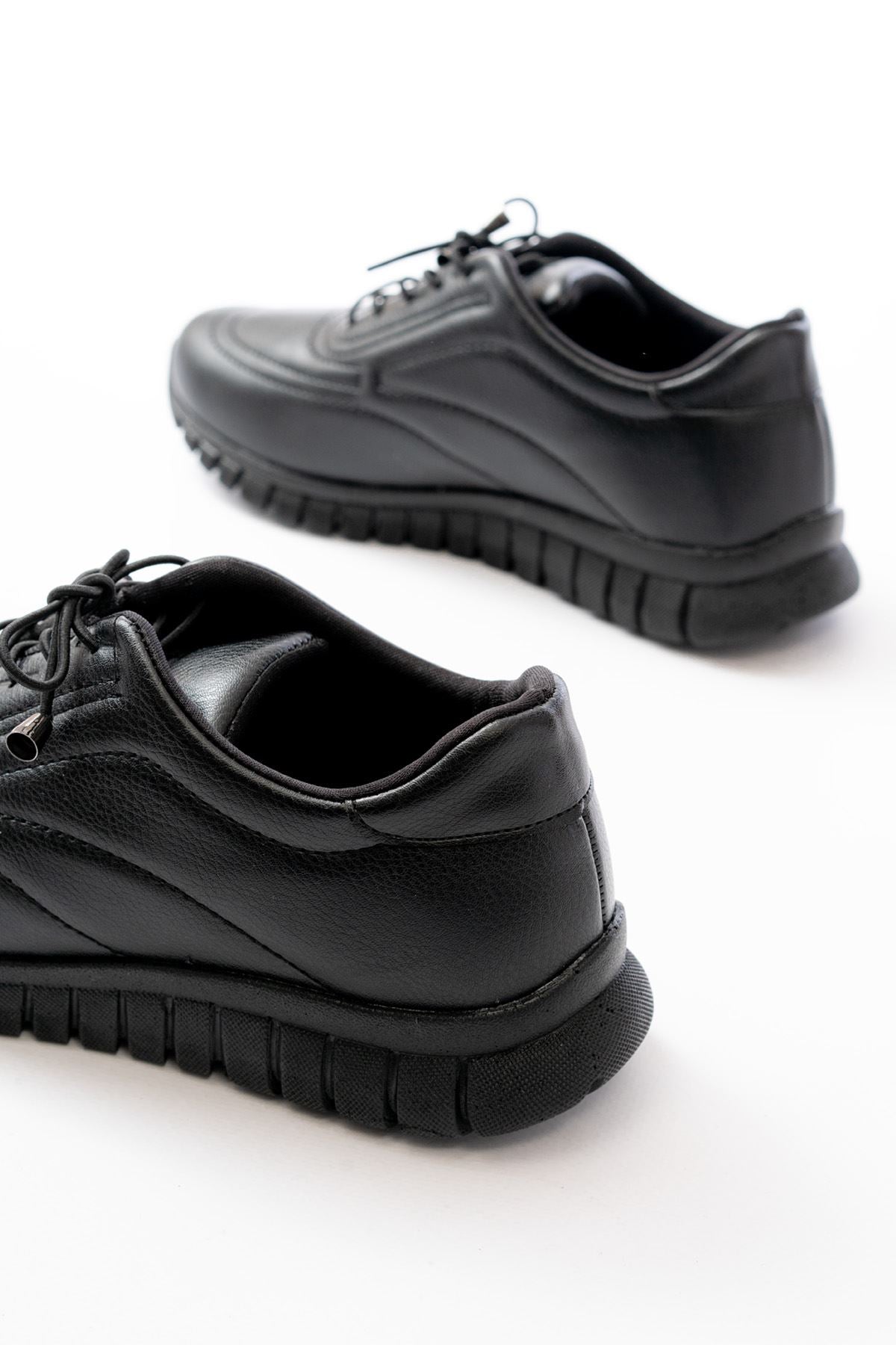 Ayakkabı Aşkı Siyah Bağcıklı Desenli Günlük Spor Ayakkabı - Ayakkabı Aşkı