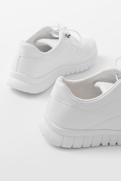 Ayakkabı Aşkı Beyaz Bağcıklı Desenli Günlük Spor Ayakkabı