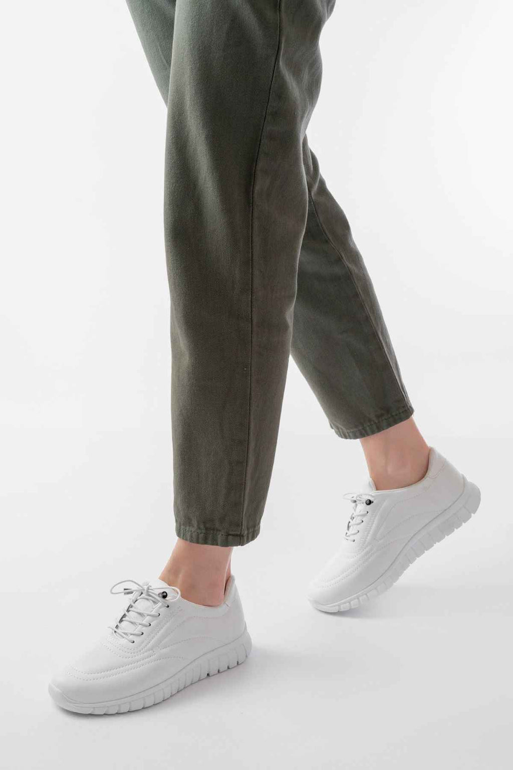 Ayakkabı Aşkı K-504 Beyaz Bağcıklı Desenli Günlük Spor Ayakkabı