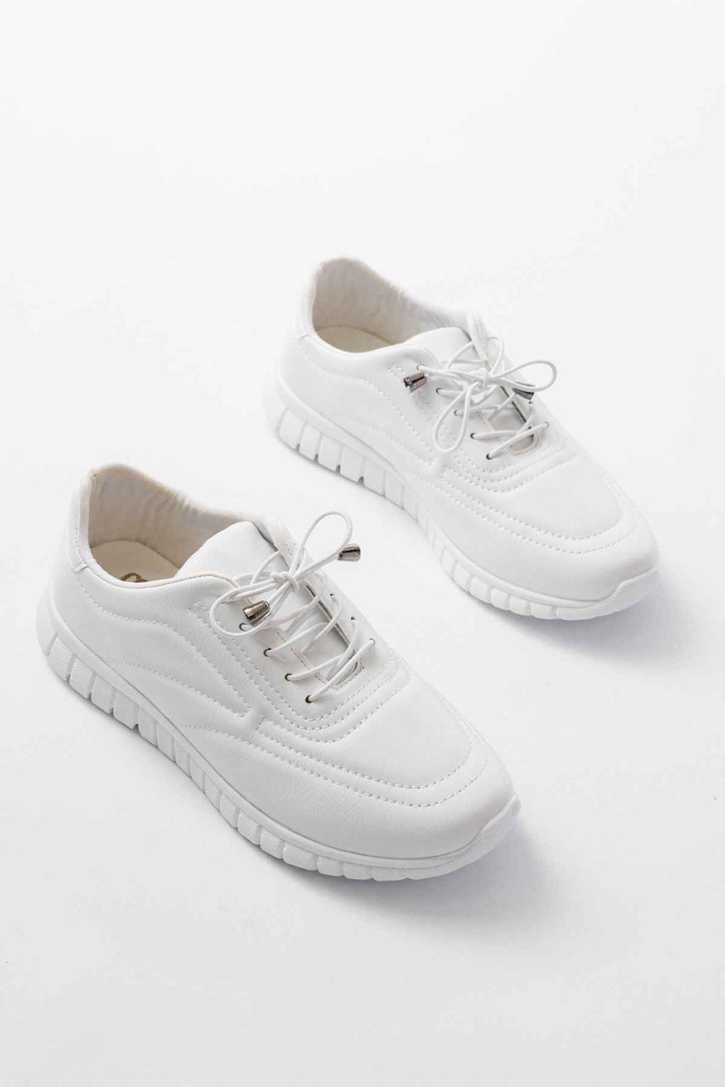 Ayakkabı Aşkı K-504 Beyaz Bağcıklı Desenli Günlük Spor Ayakkabı