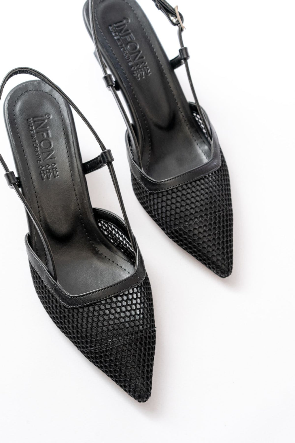 Ayakkabı Aşkı Siyah Günlük Fileli Arkası Açık 7 cm Topuklu Bayan Ayakkabı