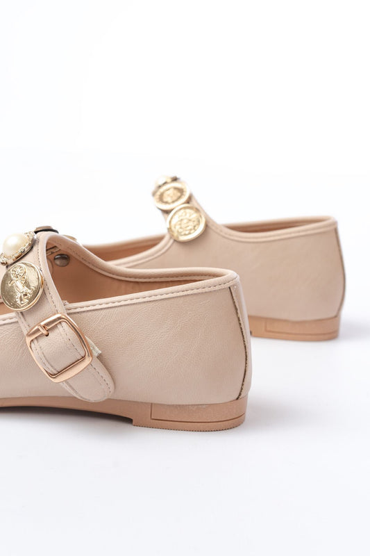 Ayakkabı Aşkı İNF-6363 Nut Baret Tokalı Günlük Bayan Ayakkabı