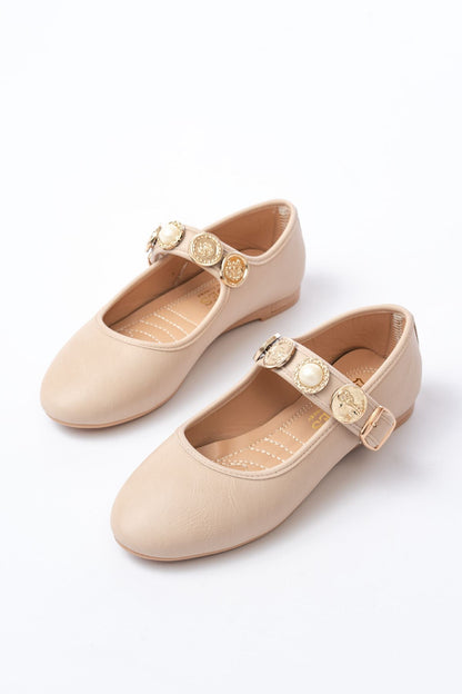 Ayakkabı Aşkı İNF-6363 Nut Baret Tokalı Günlük Bayan Ayakkabı