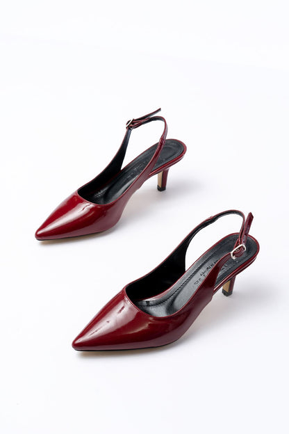 Ayakkabı Aşkı Bordo Rugan Günlük 7 cm Topuklu Kadın Ayakkabı