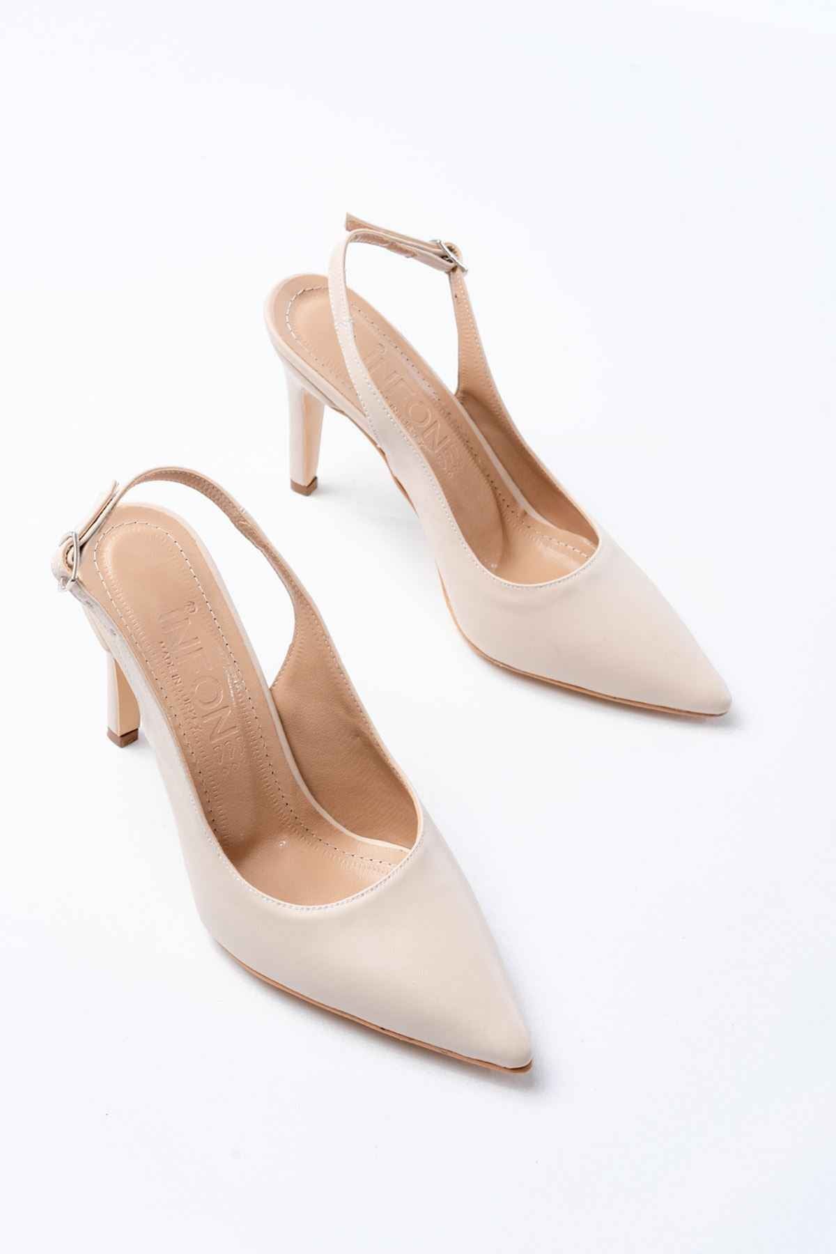 Ayakkabı Aşkı St-1153 Bej Günlük Arkası Açık 9 Cm Topuklu Kadın Ayakkabı