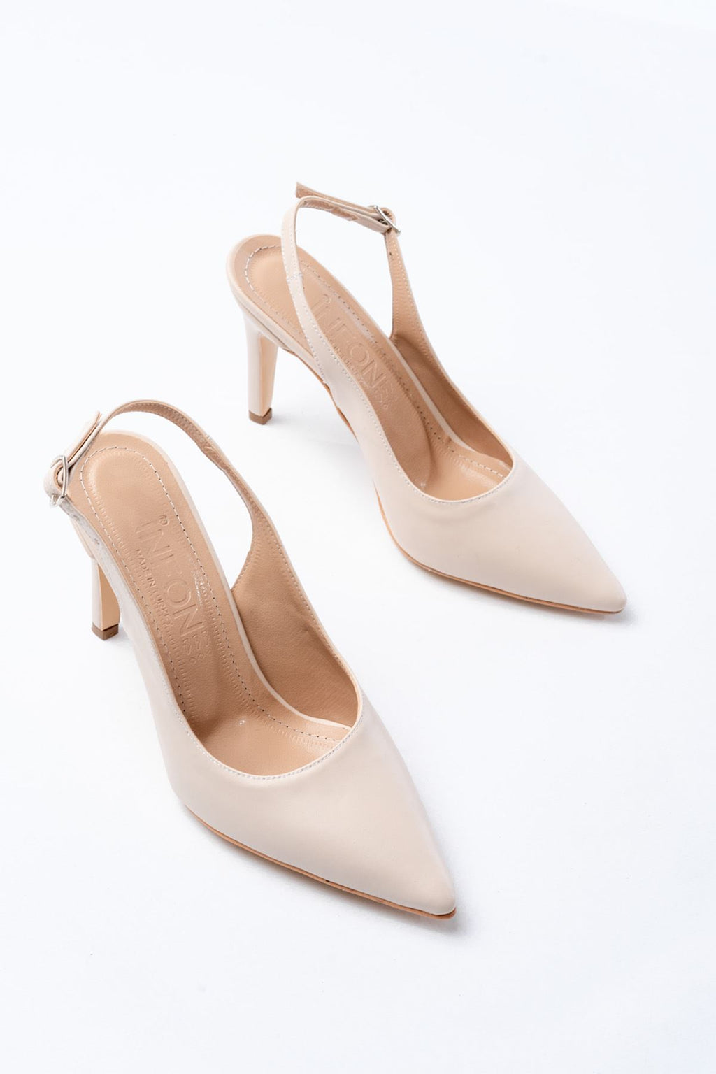 Ayakkabı Aşkı Bej Günlük Arkası Açık 9 cm Topuklu Kadın Ayakkabı - Ayakkabı Aşkı