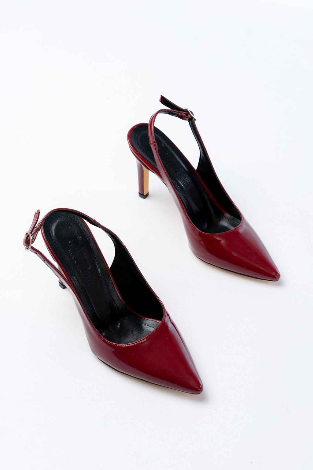 Ayakkabı Aşkı St-1153 Bordo Rugan Günlük Arkası Açık 9 Cm Topuklu Kadın Ayakkabı