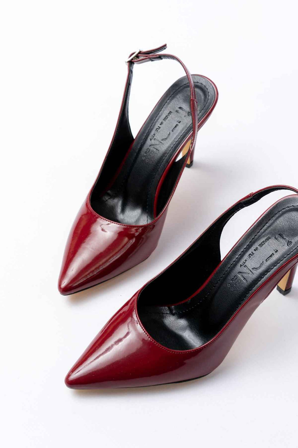 Ayakkabı Aşkı St-1153 Bordo Rugan Günlük Arkası Açık 9 Cm Topuklu Kadın Ayakkabı