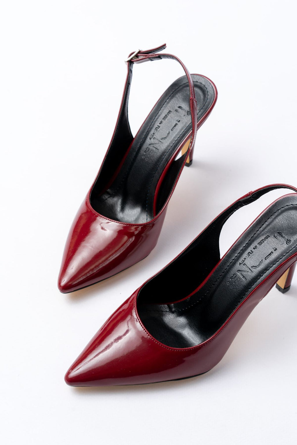 Ayakkabı Aşkı Bordo Rugan Günlük Arkası Açık 9 cm Topuklu Kadın Ayakkabı - Ayakkabı Aşkı