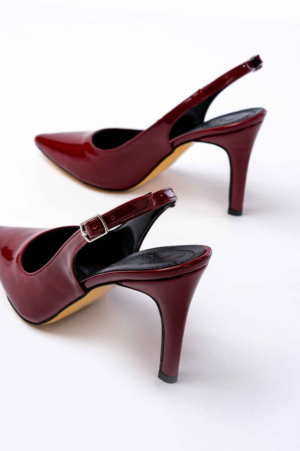 Ayakkabı Aşkı St-1153 Bordo Rugan Günlük Arkası Açık 9 Cm Topuklu Kadın Ayakkabı